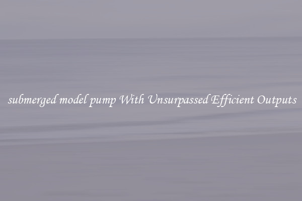 submerged model pump With Unsurpassed Efficient Outputs