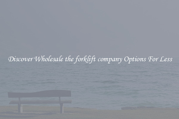 Discover Wholesale the forklift company Options For Less