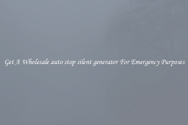 Get A Wholesale auto stop silent generator For Emergency Purposes